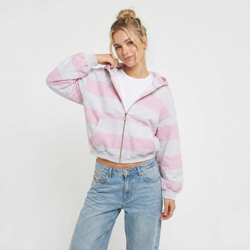 Striped Zip Up Hoodie