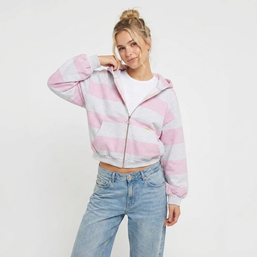 Striped Zip Up Hoodie